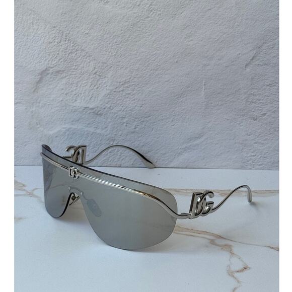 NEW Dolce Gabbana DG2320 Silver Mirror Shield Sunglasses $646 main image 6